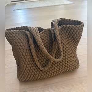 Naghedi St. Barths Medium Woven Tote – Mink Brown Neoprene + Pouch